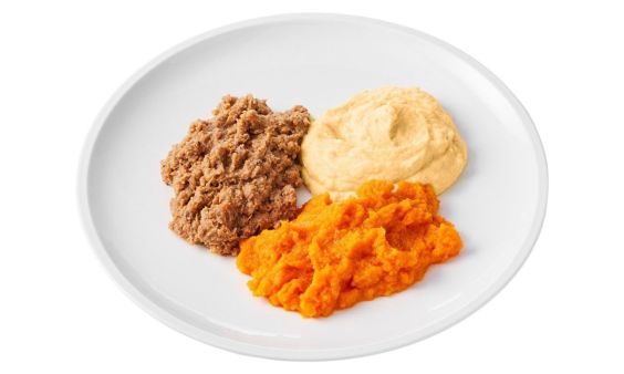 Kipfilet in jus met worteltjes en gebakken aardappel